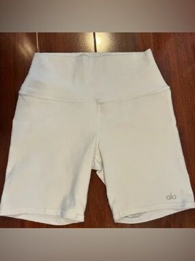 ALO Yoga White High-Waist Athletic Shorts
